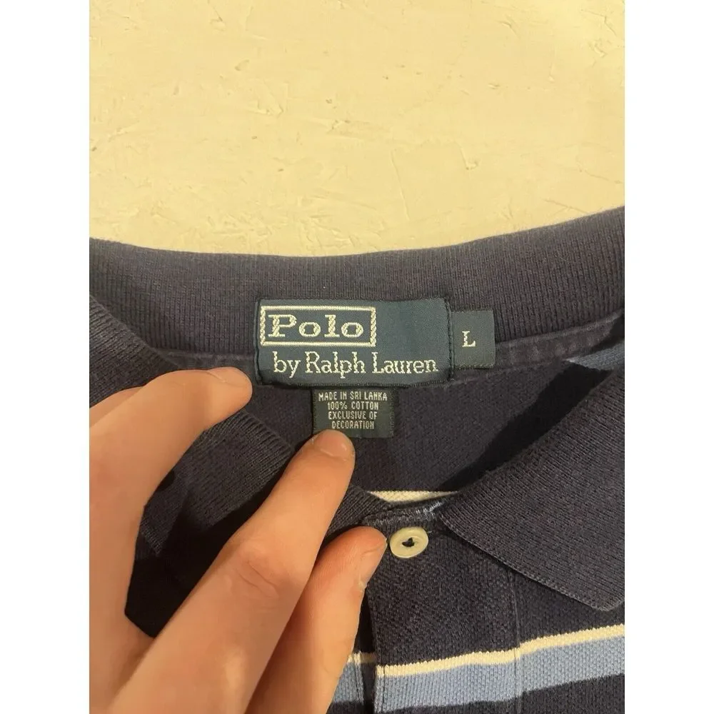 Vintage Polo Ralph Lauren Shirt Lot Mens L Striped Orange‎ Blue Preppy Casual